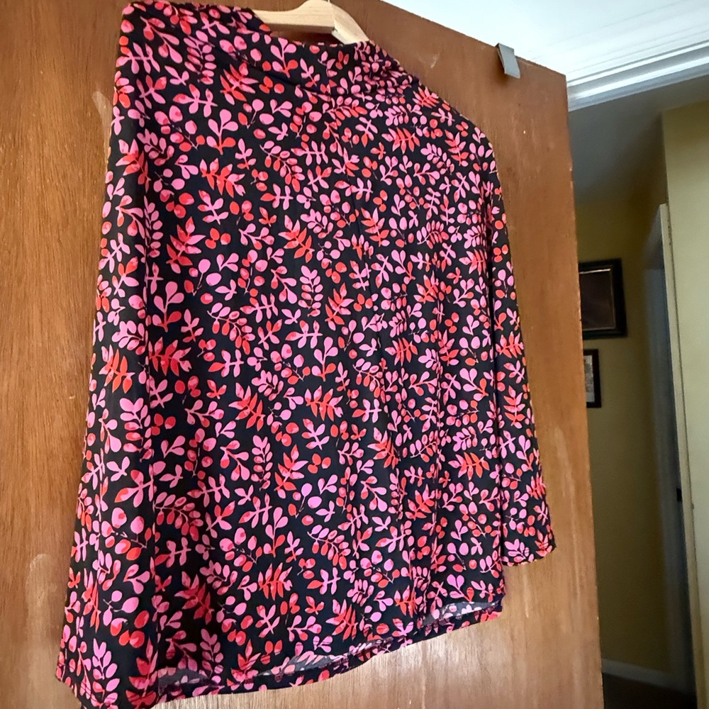 LuLaRoe A-Line Skirt with Pink and Red Floral on Black